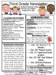 Third Grade Newsletter F E Burleson Elementary School
