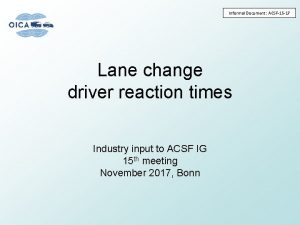 Informal Document ACSF15 17 Lane change driver reaction