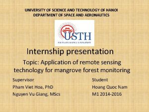 UNIVERSITY OF SCIENCE AND TECHNOLOGY OF HANOI DEPARTMENT
