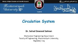 Circulation System Dr Suhad Dawood Salman Mechanical Engineering