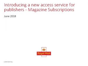 Introducing a new access service for publishers Magazine