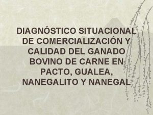 DIAGNSTICO SITUACIONAL DE COMERCIALIZACIN Y CALIDAD DEL GANADO