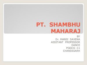 PT SHAMBHU MAHARAJ BY Dr MANSI SAXENA ASSITANT