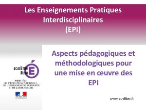 Les Enseignements Pratiques Interdisciplinaires EPI Aspects pdagogiques et