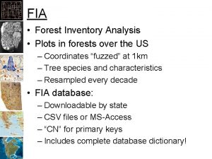 FIA Forest Inventory Analysis Plots in forests over