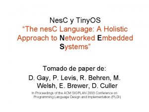 Nes C y Tiny OS The nes C