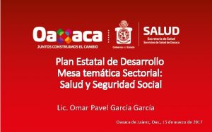 Plan Estatal de Desarrollo Mesa temtica Sectorial Salud