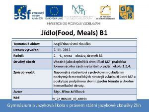 JdloFood Meals B 1 Tematick oblast Anglitina stn
