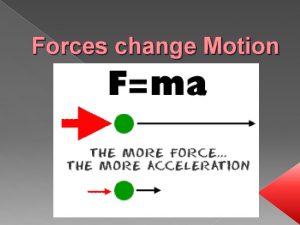 Forces change Motion Force is a push or