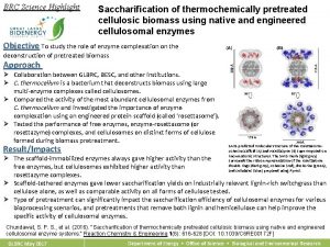 BRC Science Highlight Saccharification of thermochemically pretreated cellulosic