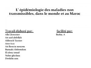 L pidmiologie des maladies non transmissibles dans le