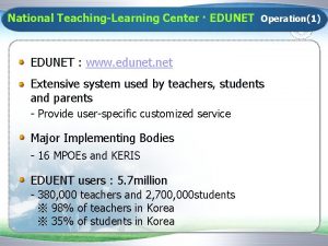National TeachingLearning Center EDUNET Operation1 EDUNET www edunet