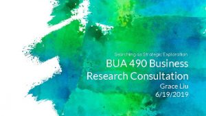 Searching as Strategic Exploration BUA 490 Business Research