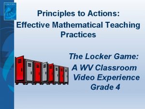 Principles to Actions Effective Mathematical Teaching Practices The