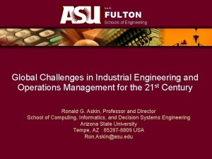 Ira A FULTON Schools of Engineering Global Challenges