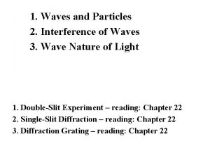 1 Waves and Particles 2 Interference of Waves