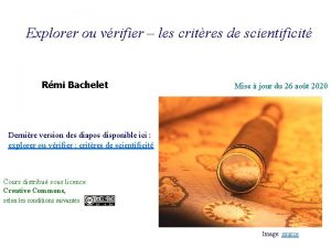 Explorer ou vrifier les critres de scientificit Rmi