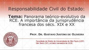 Responsabilidade Civil do Estado Tema Panorama tericoevolutivo da