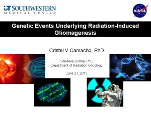 Genetic Events Underlying RadiationInduced Gliomagenesis Cristel V Camacho