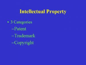 Intellectual Property 3 Categories Patent Trademark Copyright Intellectual