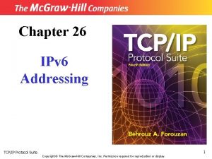 Chapter 26 IPv 6 Addressing 1 TCPIP Protocol