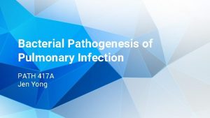 Bacterial Pathogenesis of Pulmonary Infection PATH 417 A