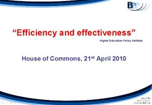Efficiency and effectiveness in higher education