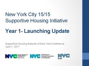 New York City 1515 Supportive Housing Initiative Year