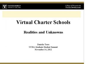 Virtual Charter Schools Realities and Unknowns Daniela Torre