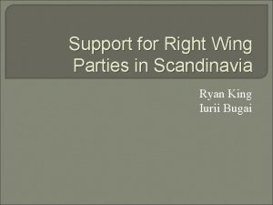 Support for Right Wing Parties in Scandinavia Ryan