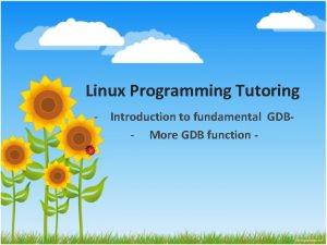 Linux Programming Tutoring Introduction to fundamental GDB More