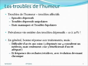 Les troubles de lhumeur Troubles de lhumeur troubles