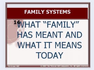 Slide 1 FAMILY SYSTEMS 14 WHAT FAMILY HAS