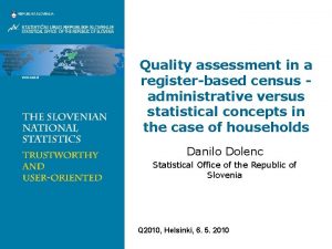 Quality assessment in a registerbased census administrative versus