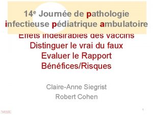 14 e Journe de pathologie infectieuse pdiatrique ambulatoire
