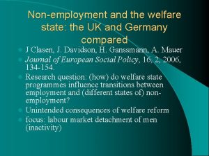 Nonemployment and the welfare state the UK and