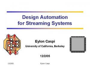 Design Automation for Streaming Systems IA IB Eylon