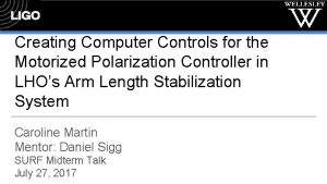 Creating Computer Controls for the Motorized Polarization Controller