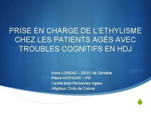 PRISE EN CHARGE DE LETHYLISME CHEZ LES PATIENTS