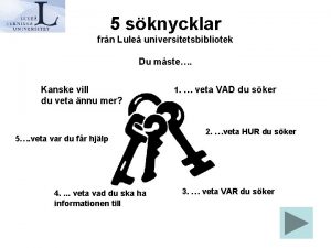 5 sknycklar frn Lule universitetsbibliotek Du mste Kanske