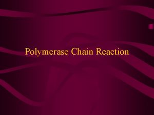 Polymerase Chain Reaction What is PCR Why Polymerase