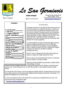 Bulletin Municipal Tirage 275 exemplaires Numro 37 Dcembre