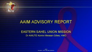 AAIM ADVISORY REPORT EASTERN SAHEL UNION MISSION Dr