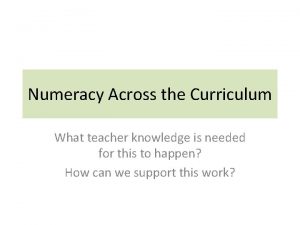 Numeracy Across the Curriculum What teacher knowledge is