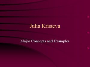Julia Kristeva Major Concepts and Examples Questions How