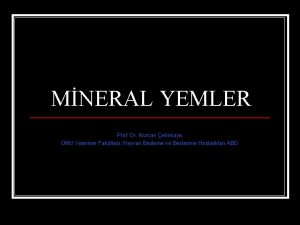 MNERAL YEMLER Prof Dr Nurcan etinkaya OMU Veteriner