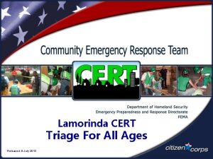 Lamorinda CERT Triage For All Ages Released 8