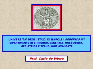 UNIVERSITA DEGLI STUDI DI NAPOLI FEDERICO II DIPARTIMENTO