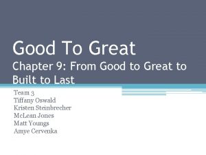 Good To Great Chapter 9 From Good to