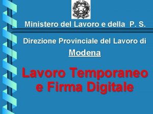 Ministero del Lavoro e della P S Direzione